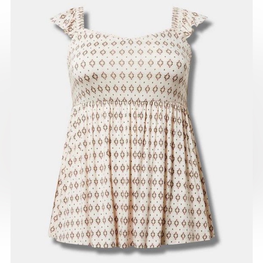 Babydoll Super Soft Slub Ruffle Shoulder Tank - Picture 3 of 7